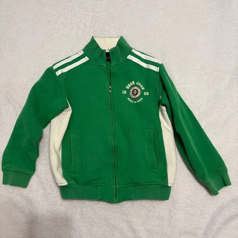 Boys Size 7 Y2K Sean John Jacket Green Full Zip - Picture 2 of 4